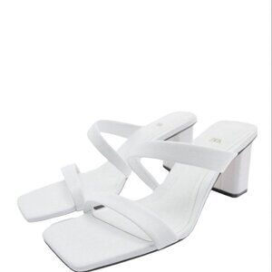 ZARA LEATHER STRAPS SANDALS WHITE SIZE 7.5  1319/910/001